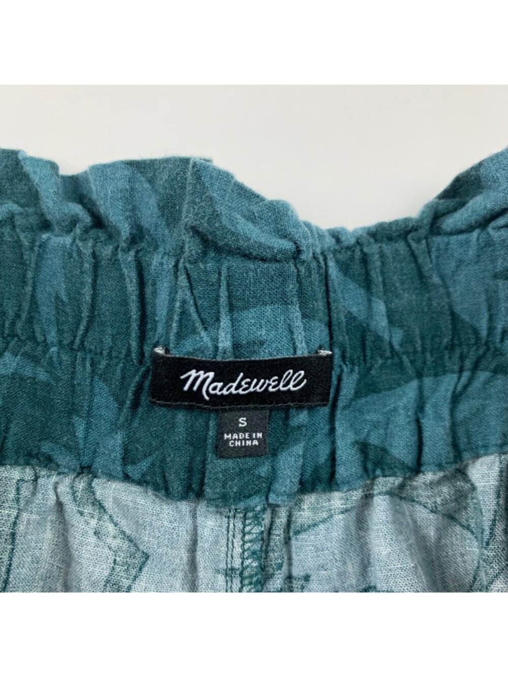 Madewell Dark Green Tropicale Floral Linen-Blend Pull-On Paperbag Shorts S - Picture 4 of 6